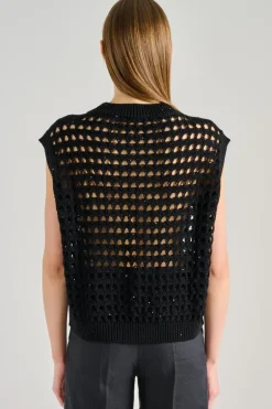 Maglia smanicata tessuto nero