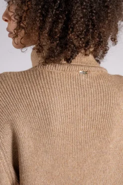 Maglia starlight collo alto poliammide/lana/alpaca marrone