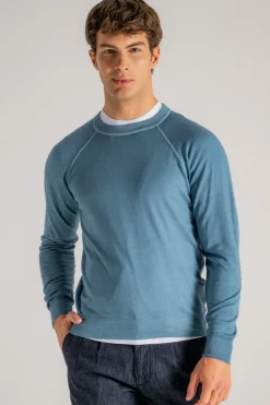 Maglia tiger lana merinos blu