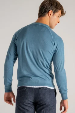 Maglia tiger lana merinos blu