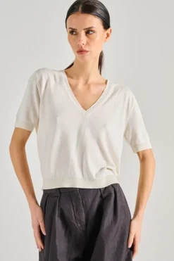 Maglie scollo a v cotone bianco