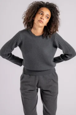 Maglione girocollo lana/cashmere grigio