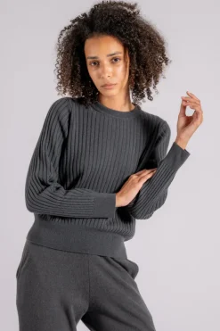 Maglione girocollo lana/cashmere grigio