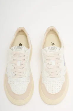 Medalist low wom leat suede bianco donna