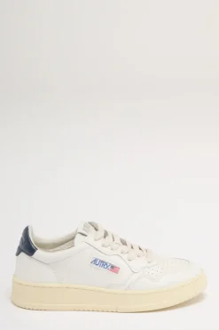 Medalist low wom leatleat bianco e blu donna