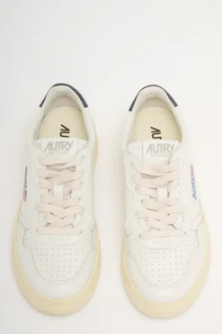 Medalist low wom leatleat bianco e blu donna