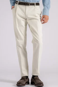 Pantalone beige in cotone/elastam