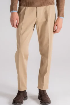 Pantalone beige in cotone/elastam