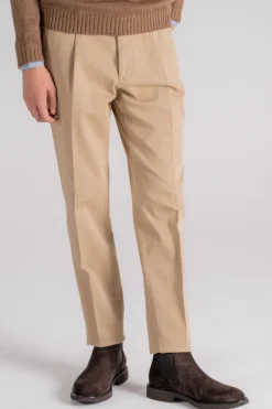 Pantalone beige in cotone/elastam