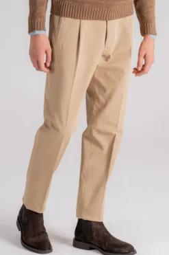 Pantalone beige in cotone/elastam