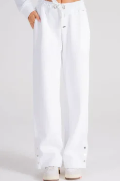 Pantalone con dettaglio bottoni cotone/poliestere bianco