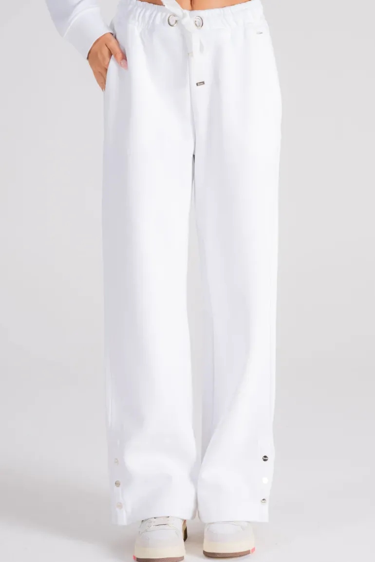 Pantalone con dettaglio bottoni cotone/poliestere bianco