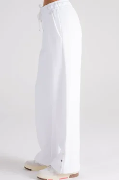 Pantalone con dettaglio bottoni cotone/poliestere bianco