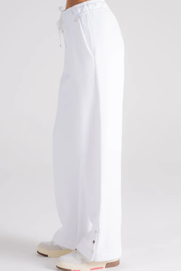 Pantalone con dettaglio bottoni cotone/poliestere bianco
