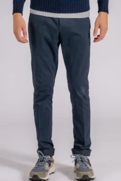 Pantalone gaubert in cotone blu con elastam