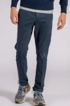 Pantalone gaubert in cotone blu con elastam