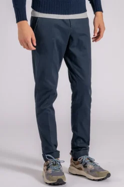 Pantalone gaubert in cotone blu con elastam