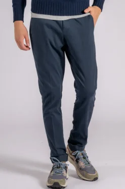 Pantalone gaubert in cotone blu con elastam