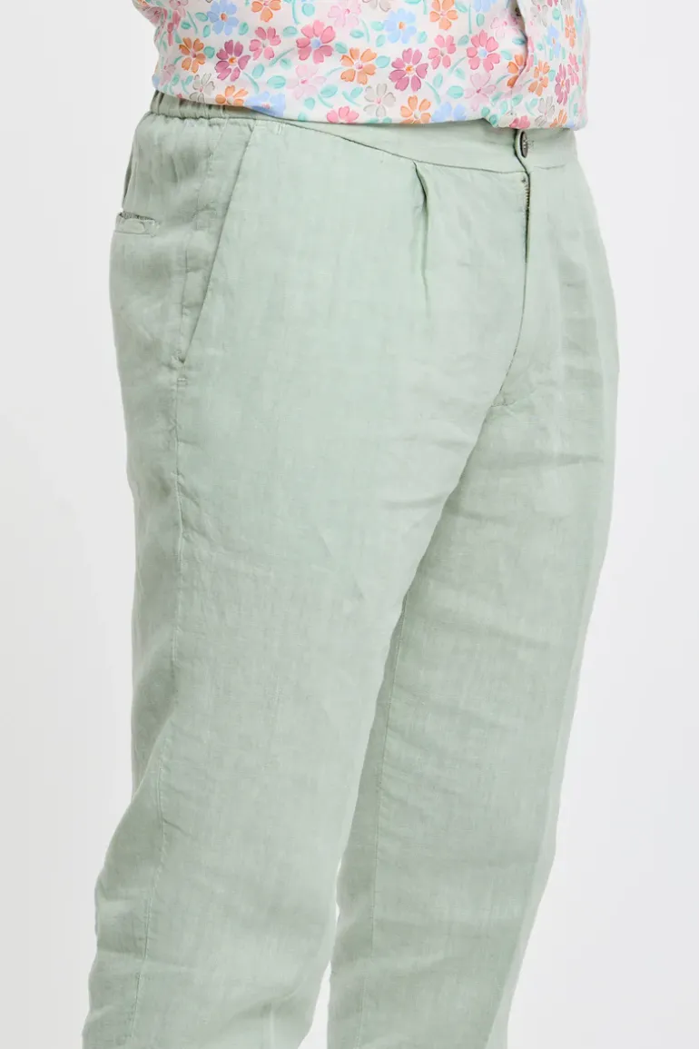 Pantalone lino verde