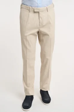 Pantalone pence in cotone/seta/elastan grigio