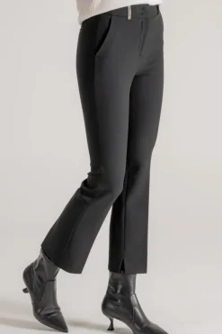 Pantalone tela doppia nero donna