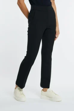 Pantalone tela tecnica double nero donna