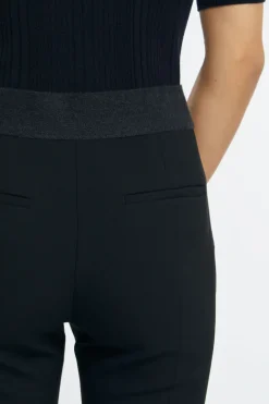 Pantalone tela tecnica double nero donna