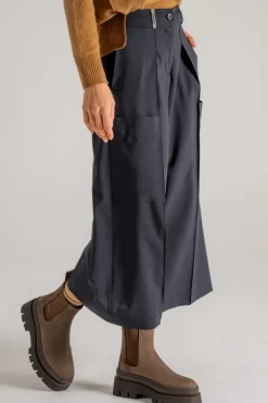 Pantalone twill stretch blu donna