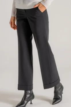 Pantalone twill stretch nero donna