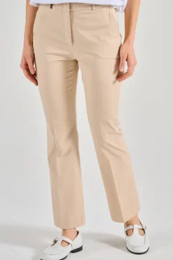 Pantaloni a zampetta tessuto beige