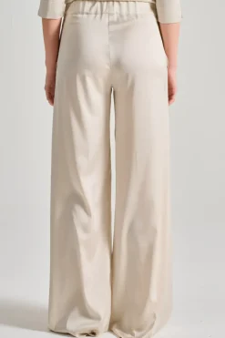 Pantaloni anvers satin risvolto beige