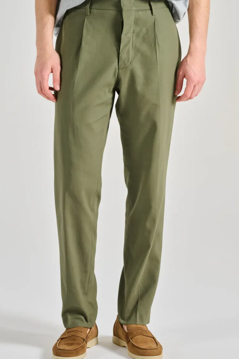 Pantaloni chino 1p cotone verde