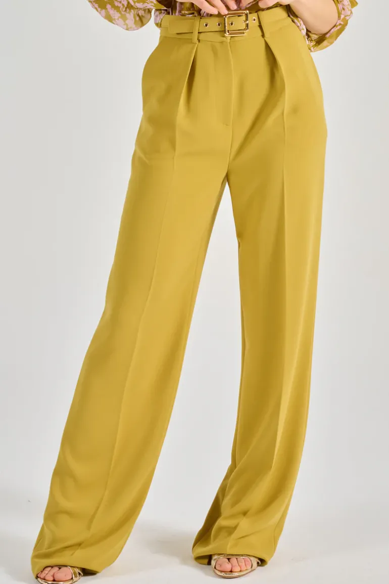 Pantaloni con cintura tessuto giallo