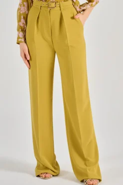 Pantaloni con cintura tessuto giallo