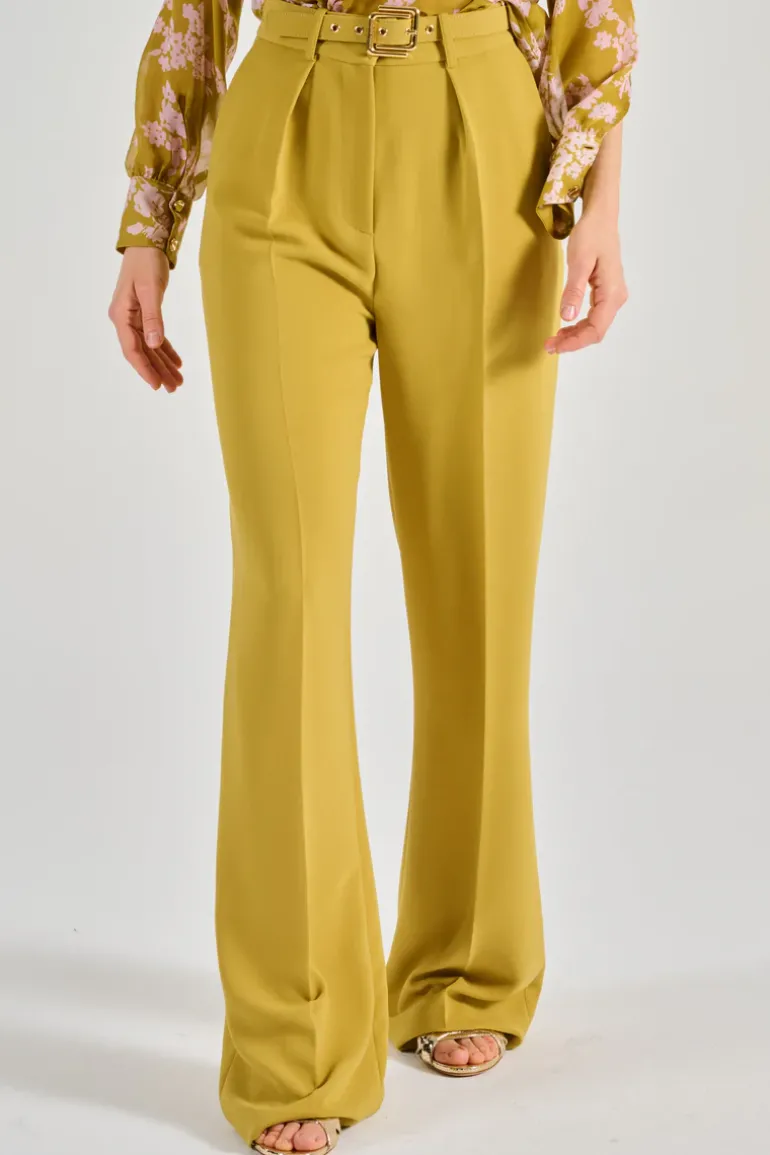 Pantaloni con cintura tessuto giallo