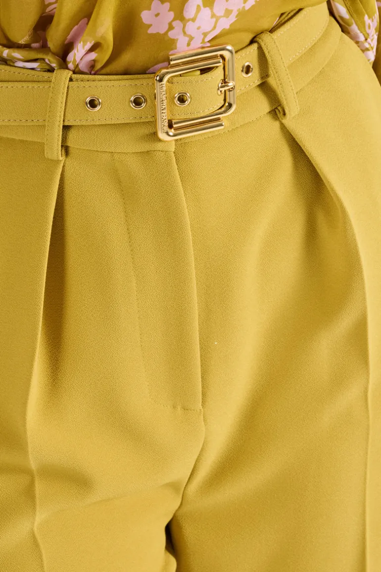 Pantaloni con cintura tessuto giallo