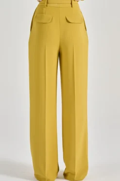 Pantaloni con cintura tessuto giallo