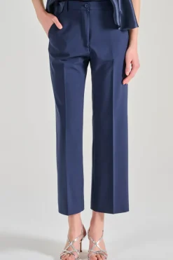 Pantaloni damienne tessuto blu