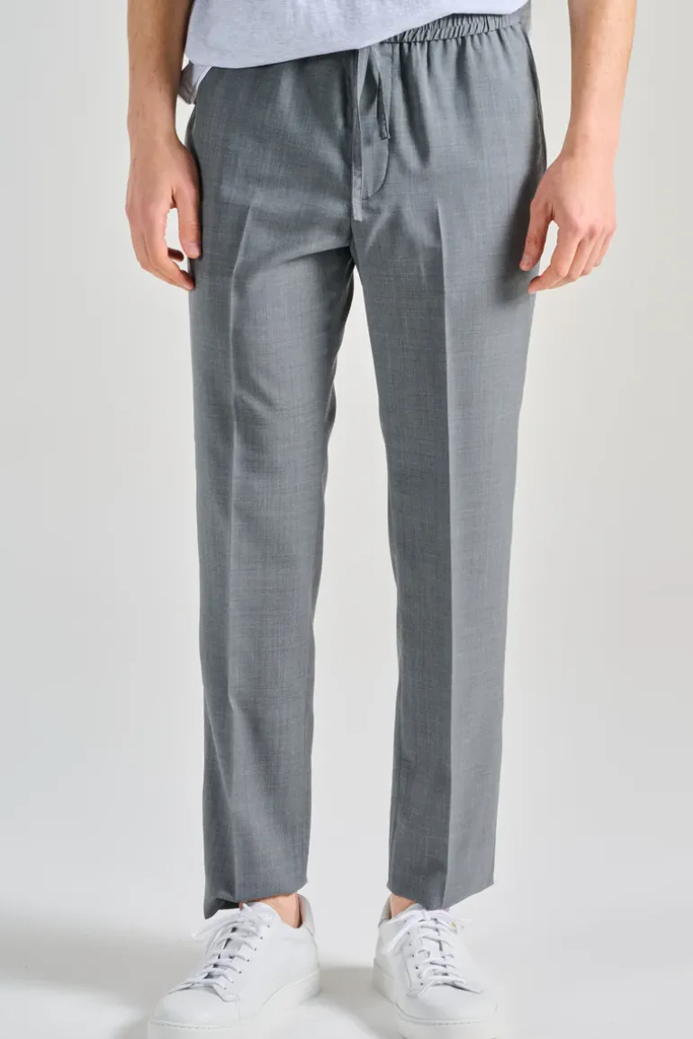 Pantaloni elastic chino cotone grigio