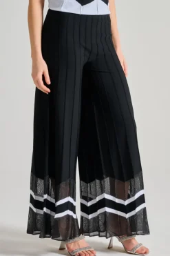 Pantaloni fantasia righe tessuto nero