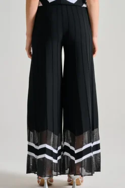 Pantaloni fantasia righe tessuto nero