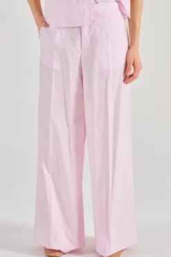 Pantaloni flared essential popline rosa