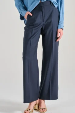 Pantaloni lana vergine blu
