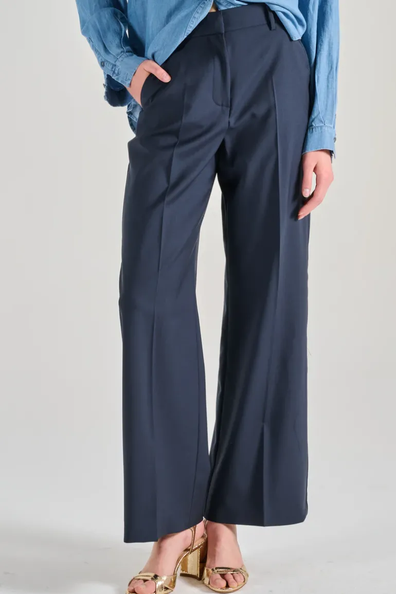 Pantaloni lana vergine blu