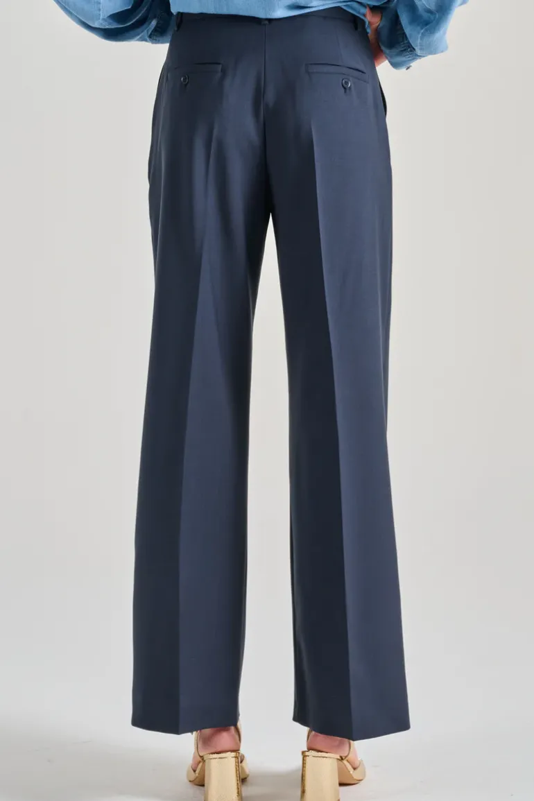 Pantaloni lana vergine blu