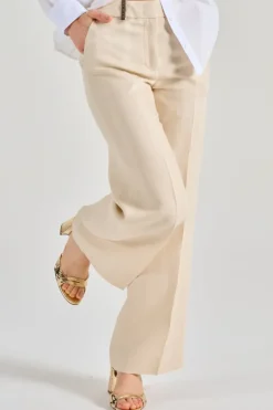 Pantaloni resca filo di lino beige