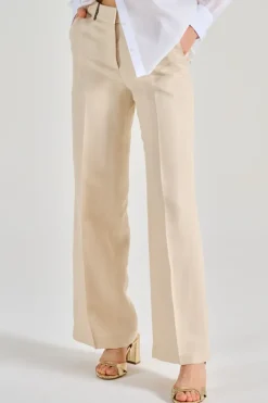 Pantaloni resca filo di lino beige