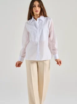 Pantaloni resca filo di lino beige