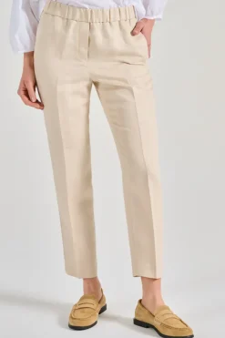 Pantaloni resca tessuto beige