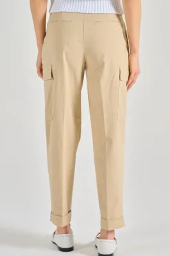 Pantaloni tela di cotone beige